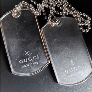 Gucci dog tags 26 inch necklace silver